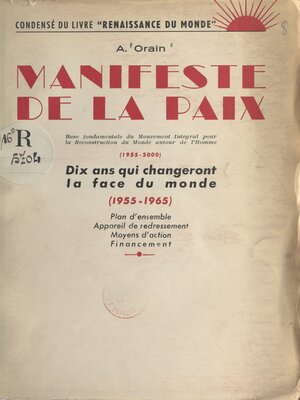 cover image of Manifeste de la paix